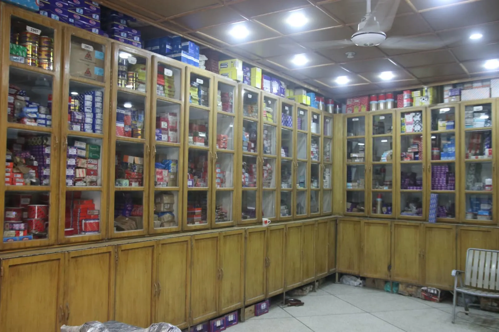 Organized spare parts storage racks in New Mukhtar Sons warehouse